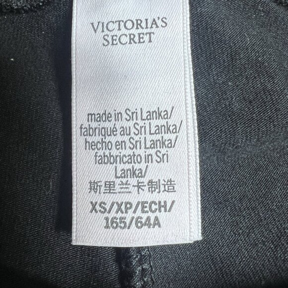 Pink Victoria's Secret Yoga Pants Leggings Women XS Black Fold Over Waist - Picture 3 of 8